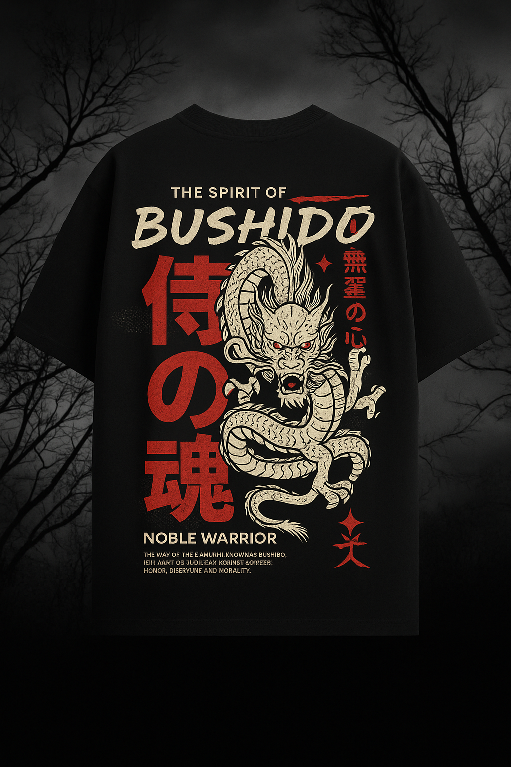 OVERSTYLES - Bushido Dragon Oversized Graphic Tee – Spirit of the Samurai